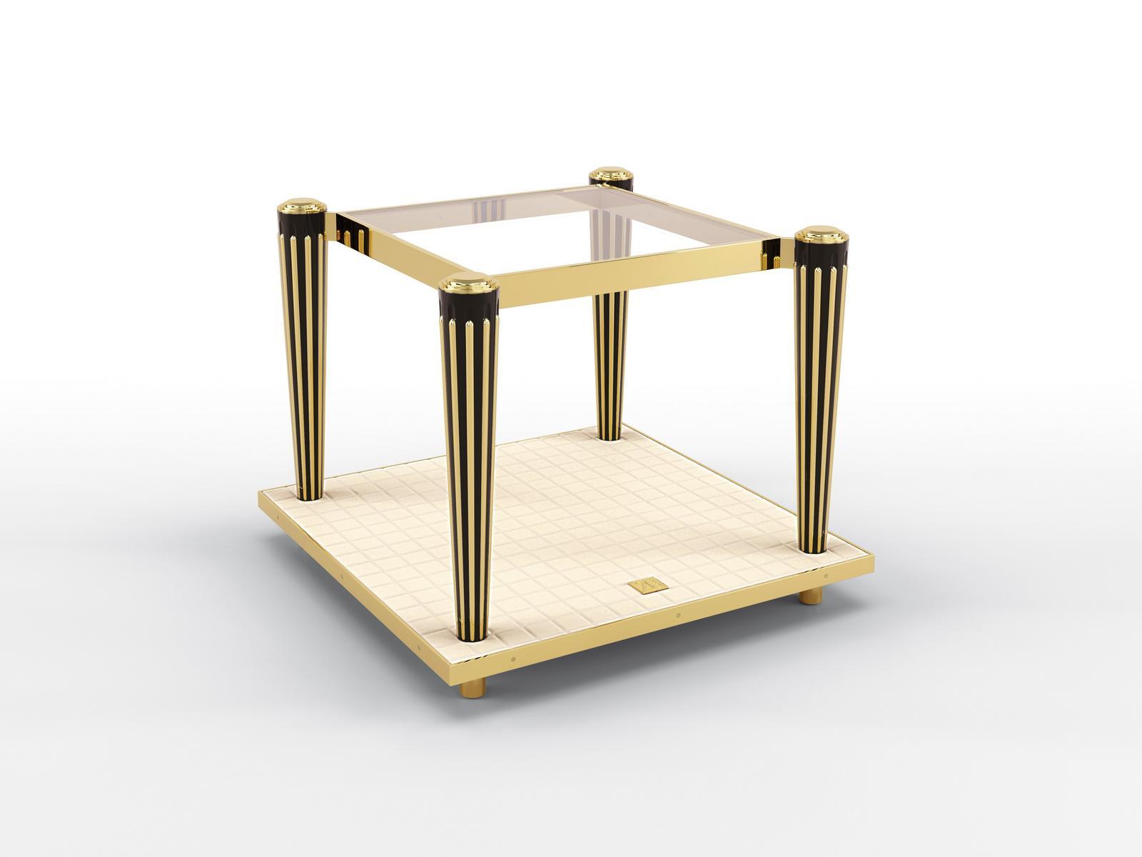 Square metal side table and glass top | Mumford by Bruno Zampa