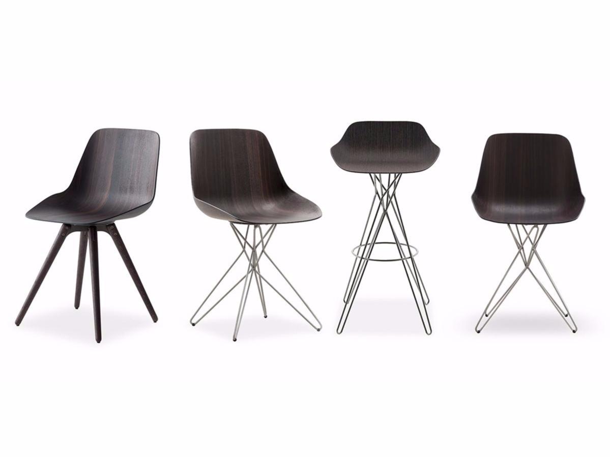 High trestle-based stool with footrest | Harmony by Poliform