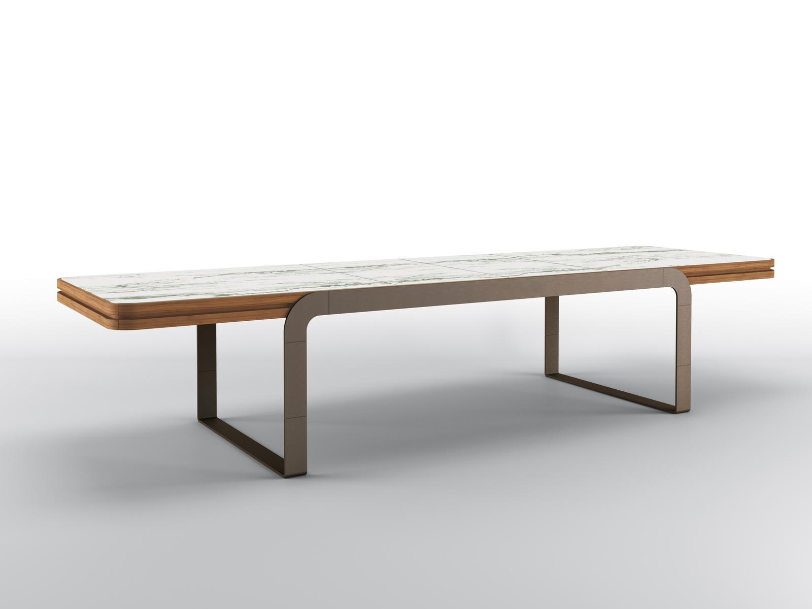 Extending rectangular Calacatta marble table | Gillon by Bruno Zampa