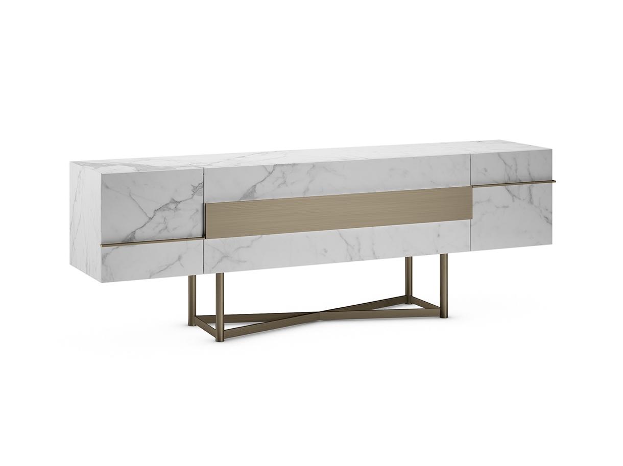 Sideboard with glass doors with marble effect | Musa by Reflex