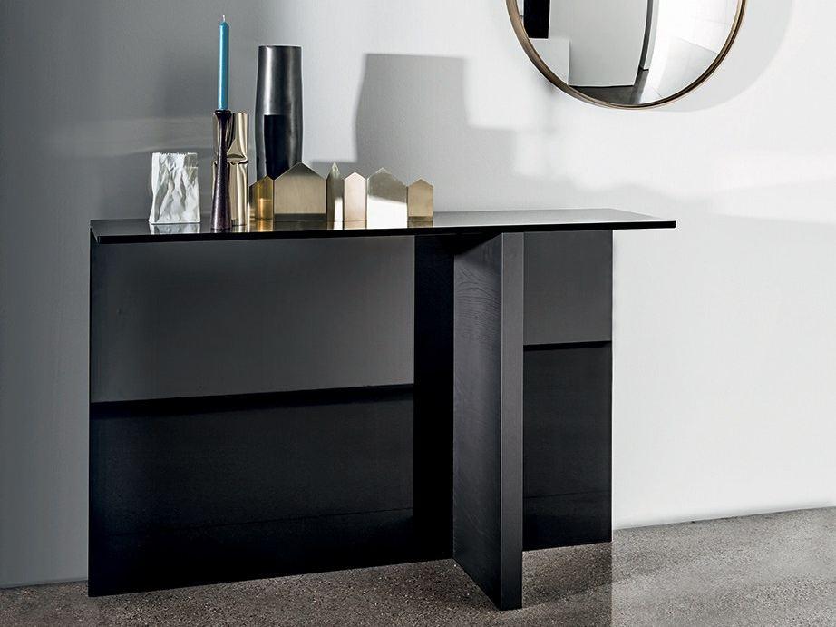 Rectangular wood and glass console table | Regolo by Sovet