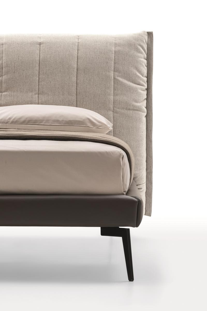 Leather and fabric bed with high headboard | On Line by Ditre Italia