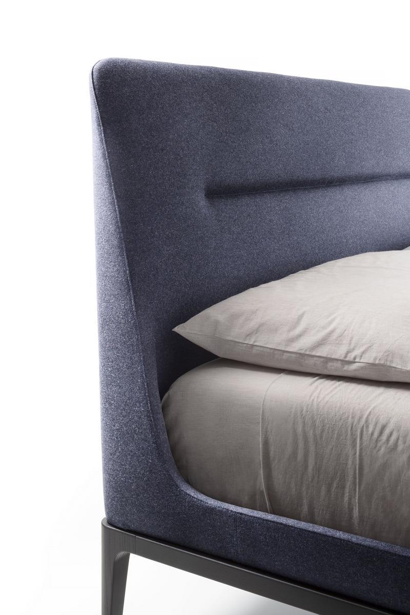 Fabric double bed with upholstered headboard | Victoriano by Lema