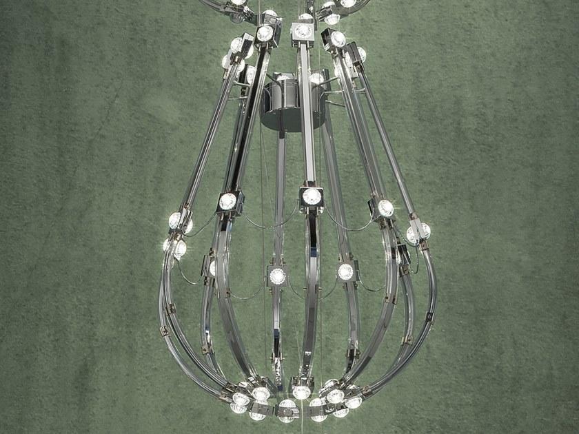 LED metal pendant lamp with crystals | Raqam M1 by Masiero