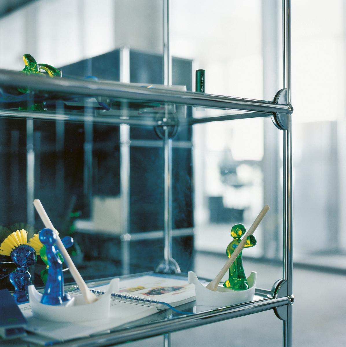 Sectional glass and steel bookcase | Haller Glas Shelving And Showcases by USM