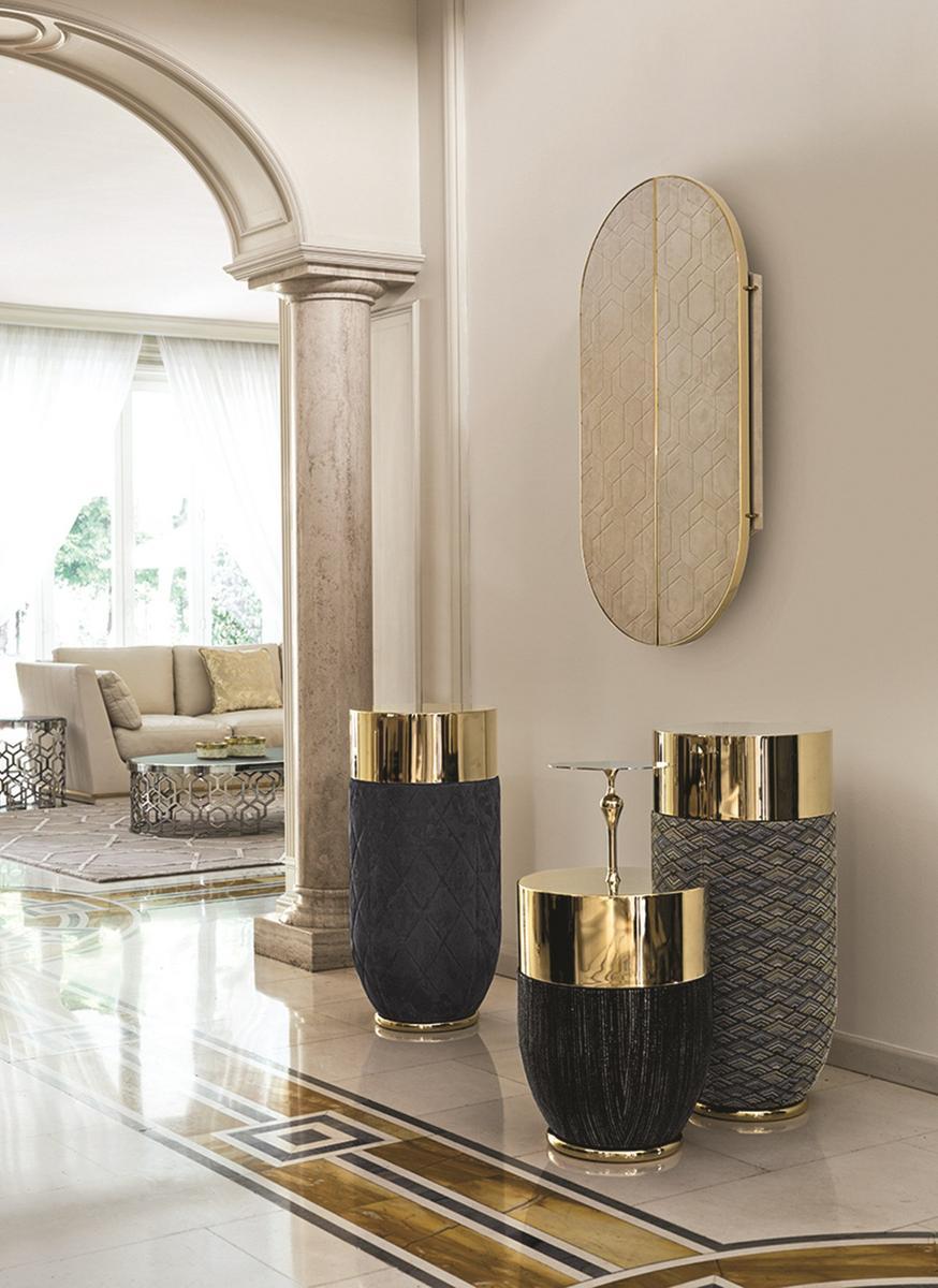 Round leather table | Godwin by Longhi