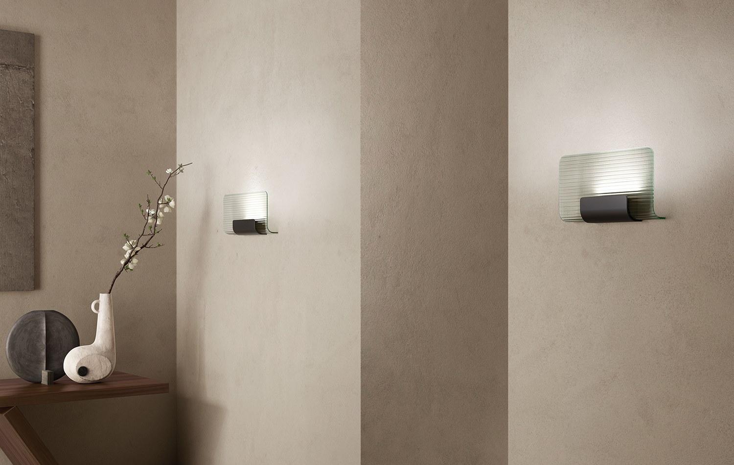 LED glass and aluminium wall light | Nami by Kundalini