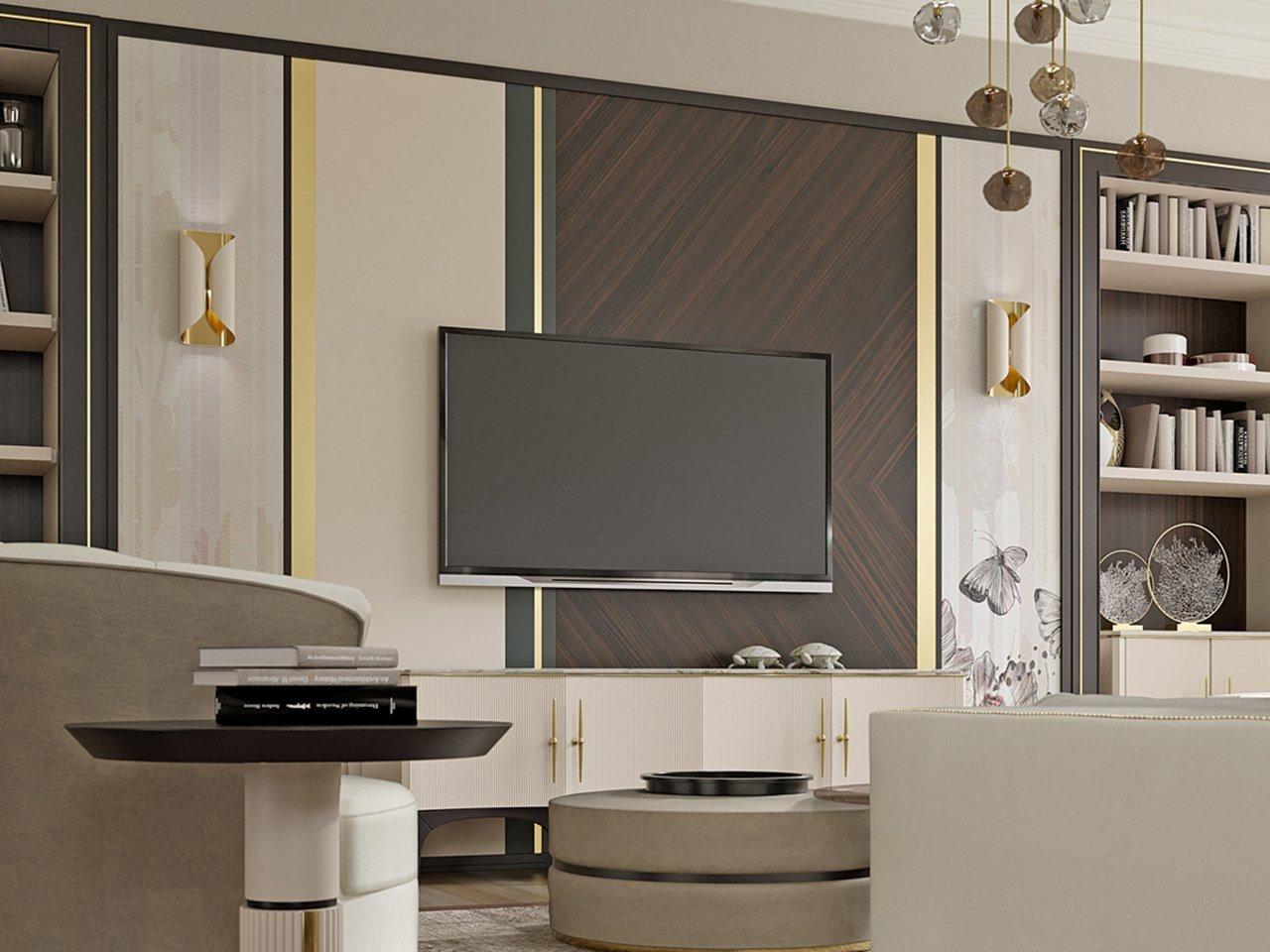 Custom wooden TV wall system | Pr.860.1 by Stella del Mobile