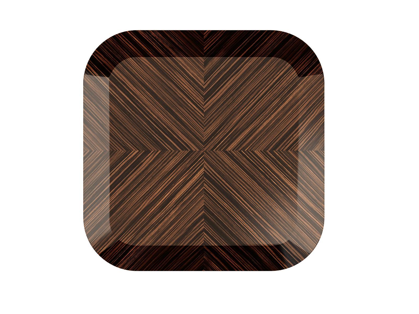 Square metal coffee table and ebony top | Triton by Bruno Zampa