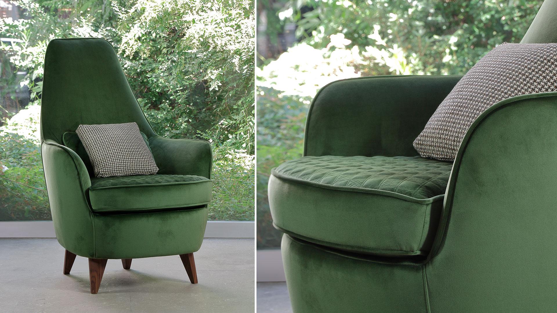 Upholstered fabric armchair with armrests | Nuvola by Reflex