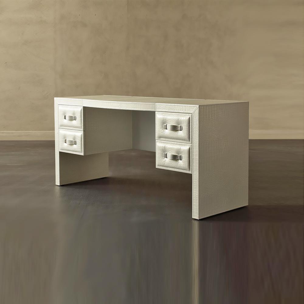 Leather writing desk in a classic style with drawers | Zion by Rugiano