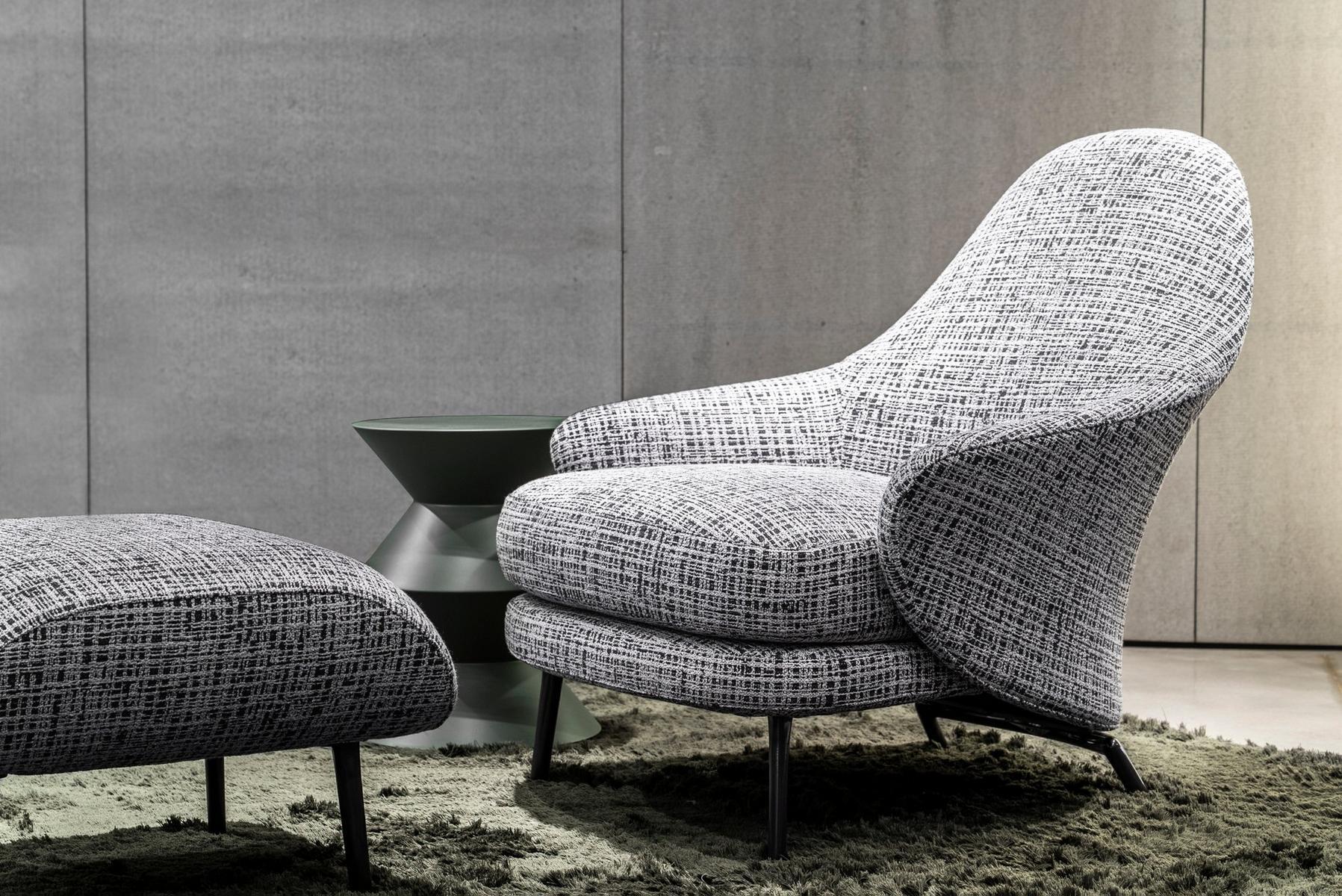 Fabric armchair with footstool | Angie by Minotti