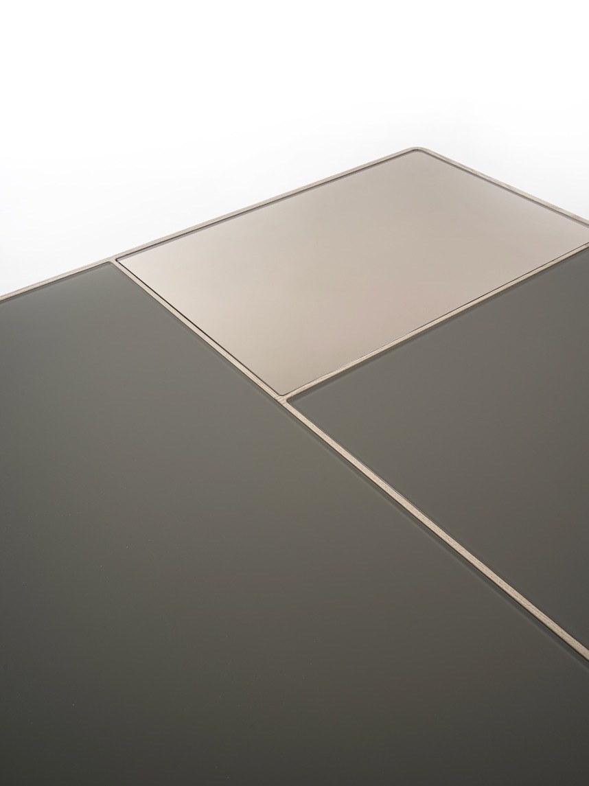 Square wood and glass coffee table | Mies by Frigerio