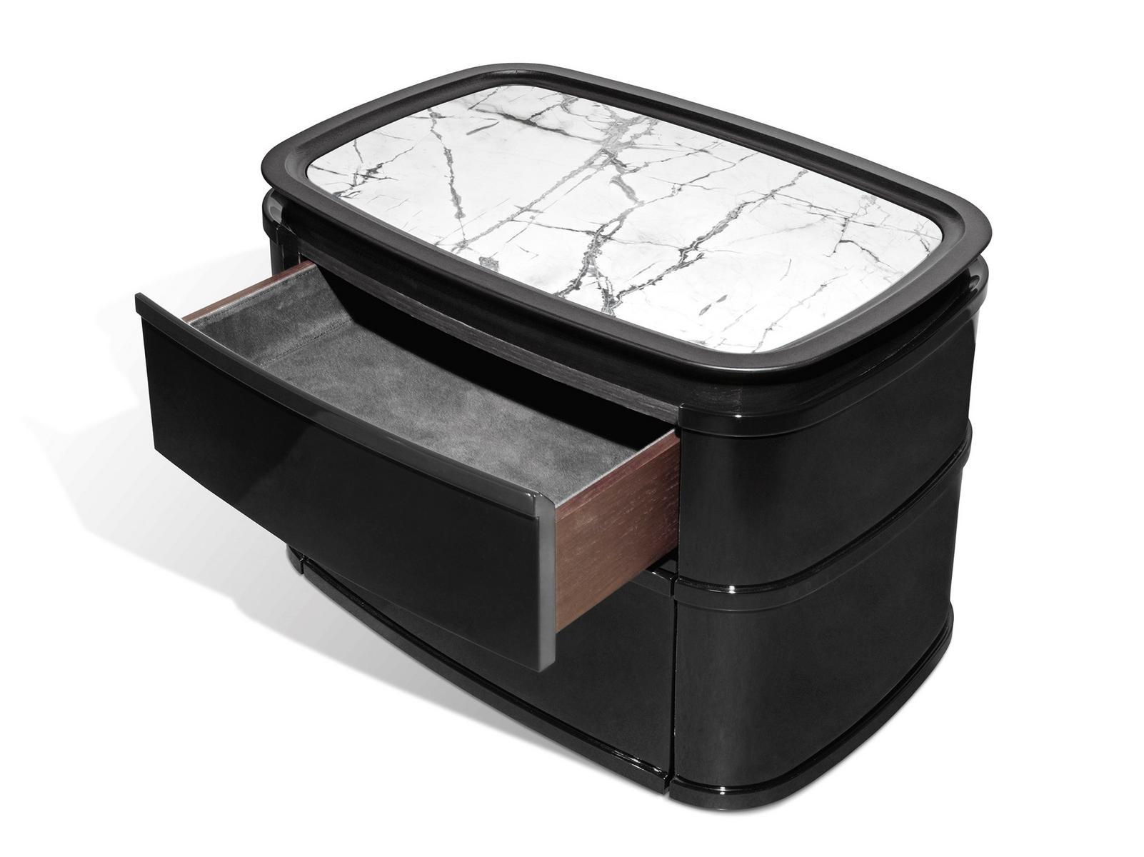 Rounded wooden bedside table with drawers | Nomos by Visionnair