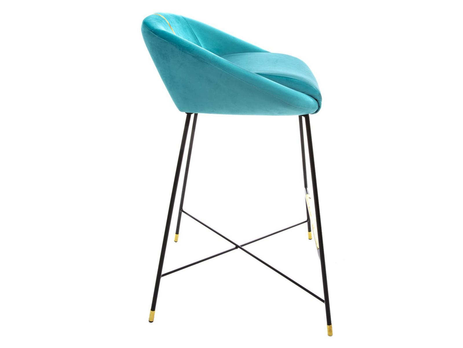 High fabric stool with back | Drill by Seletti