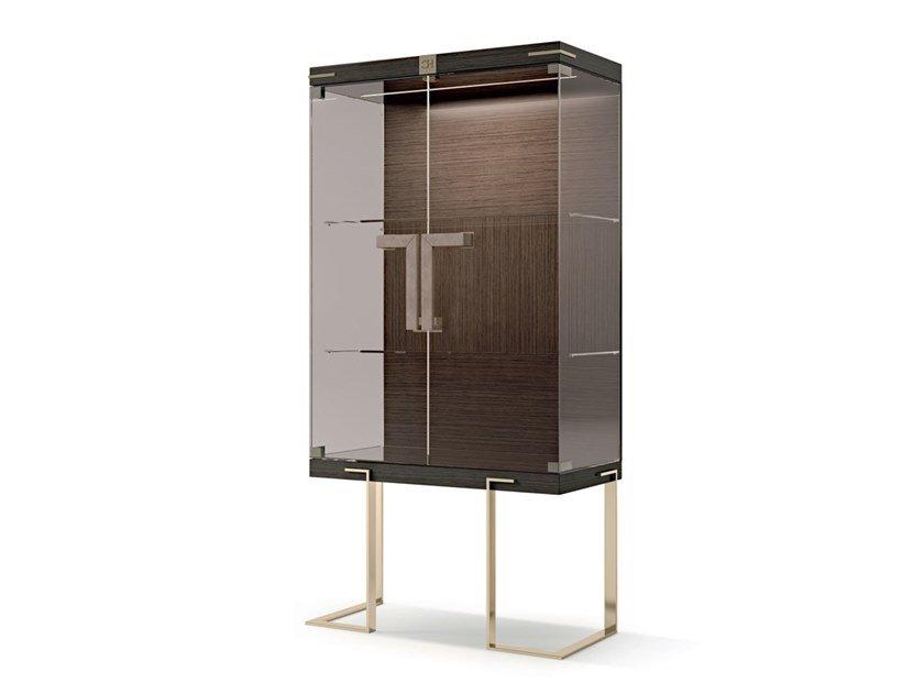 Wood and glass display cabinet with integrated lighting | 7901 by Carpanese home