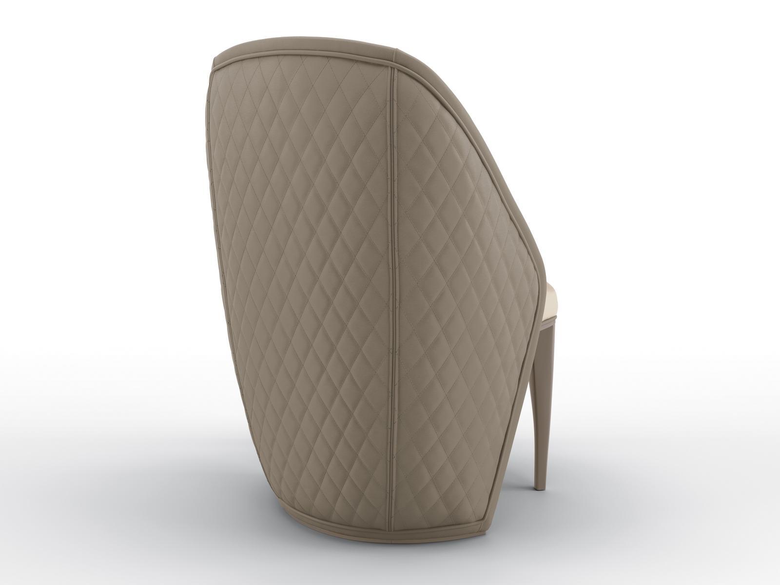 Upholstered fabric chair and leather backrest | Versailles by Bruno Zampa