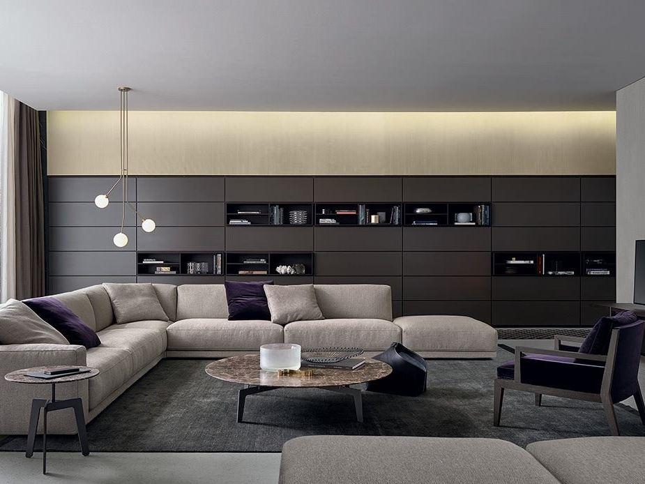 Sectional wooden bookcase | Wall System by Poliform