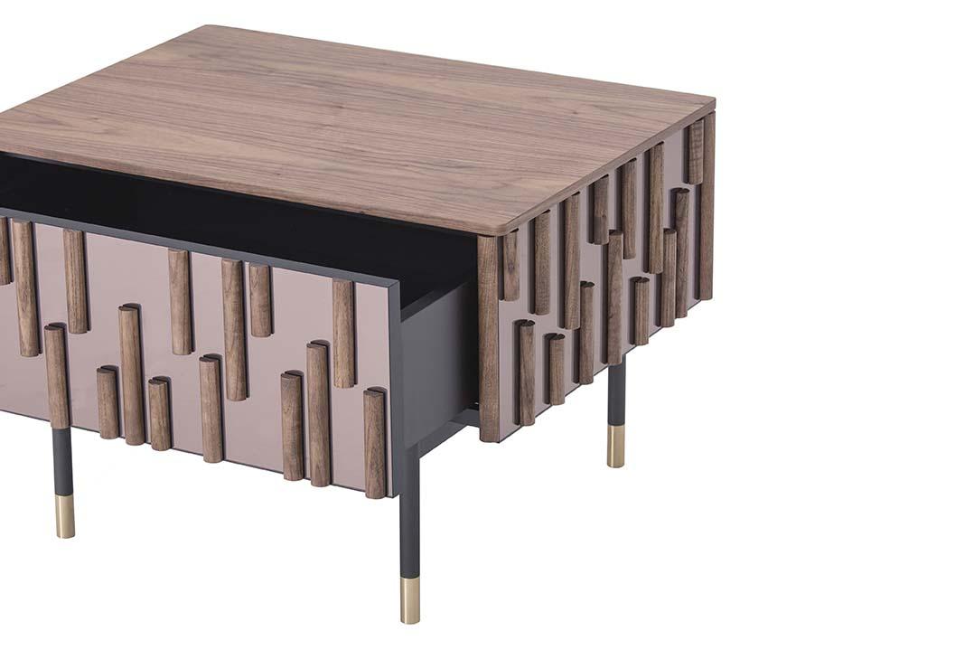 Wood and glass bedside table with drawers | Drops by Tonin Casa