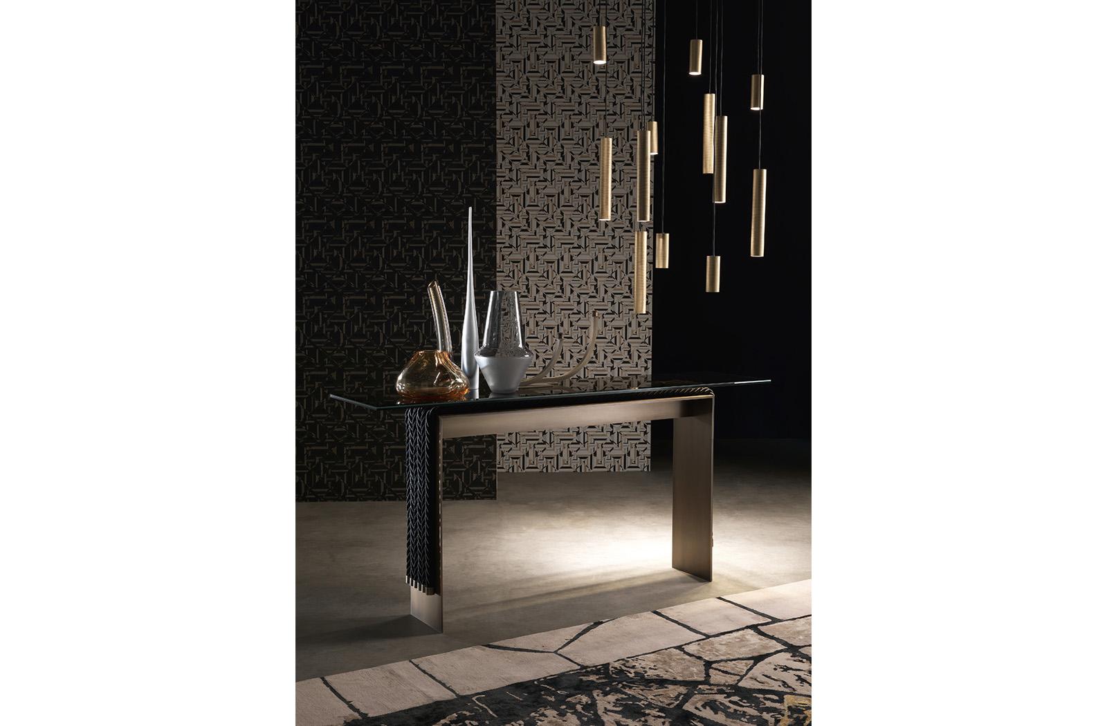 Rectangular metal and glass console table | Glasgow by Gianfranco Ferre Home