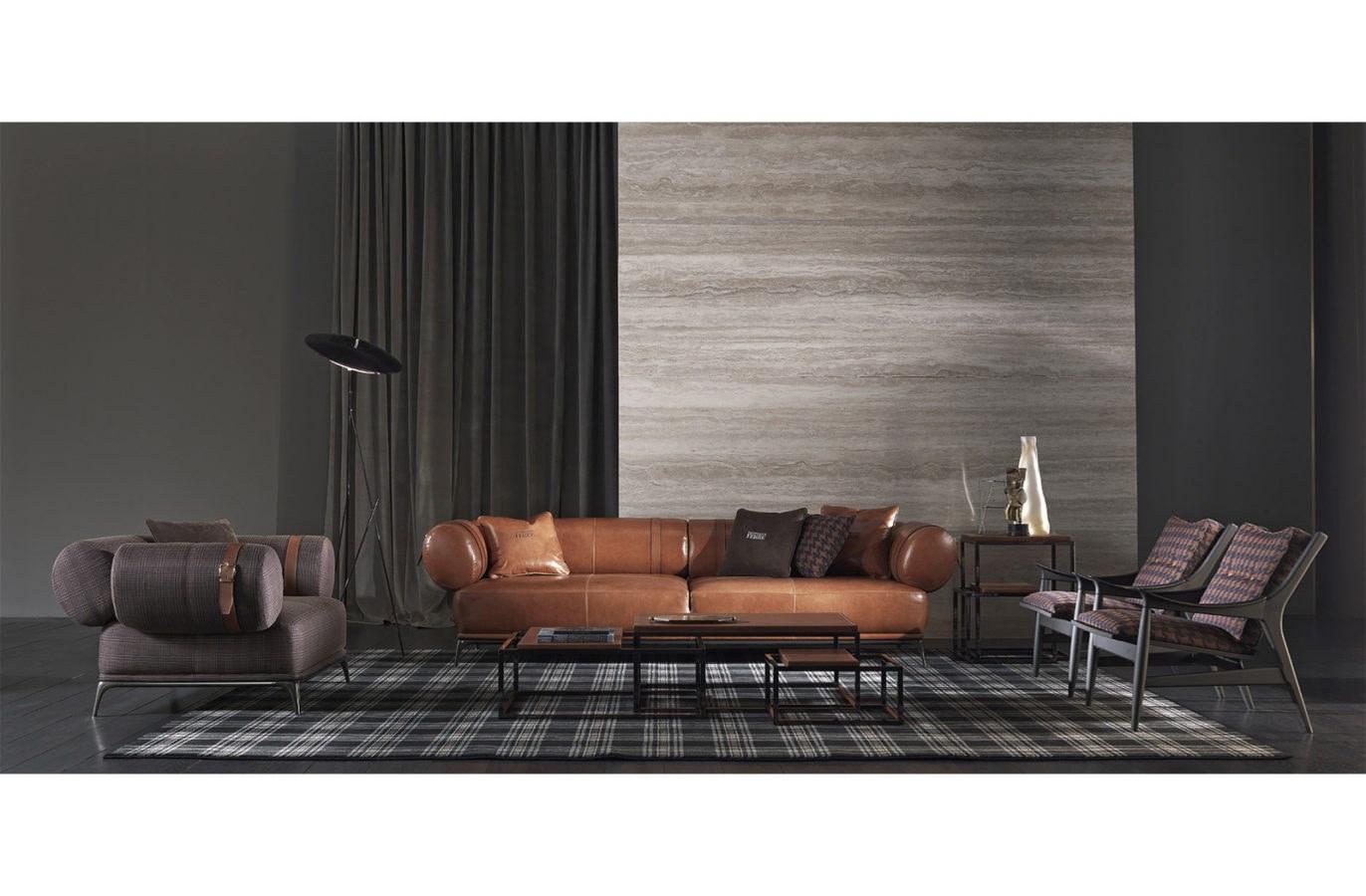 3 seater tanned leather sofa | Phoenix by Gianfranco Ferre Home