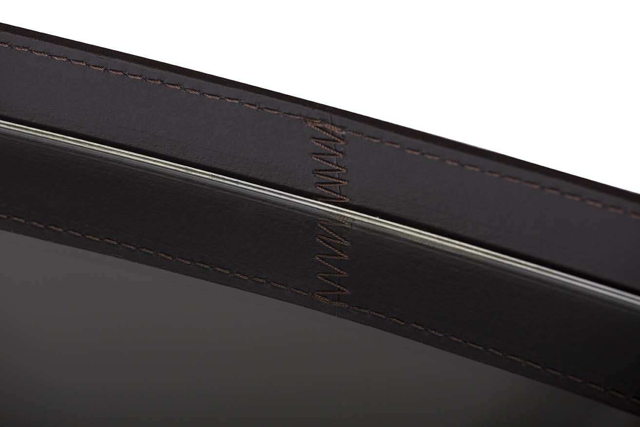 Framed tanned leather mirror | Vega by Tonin Casa