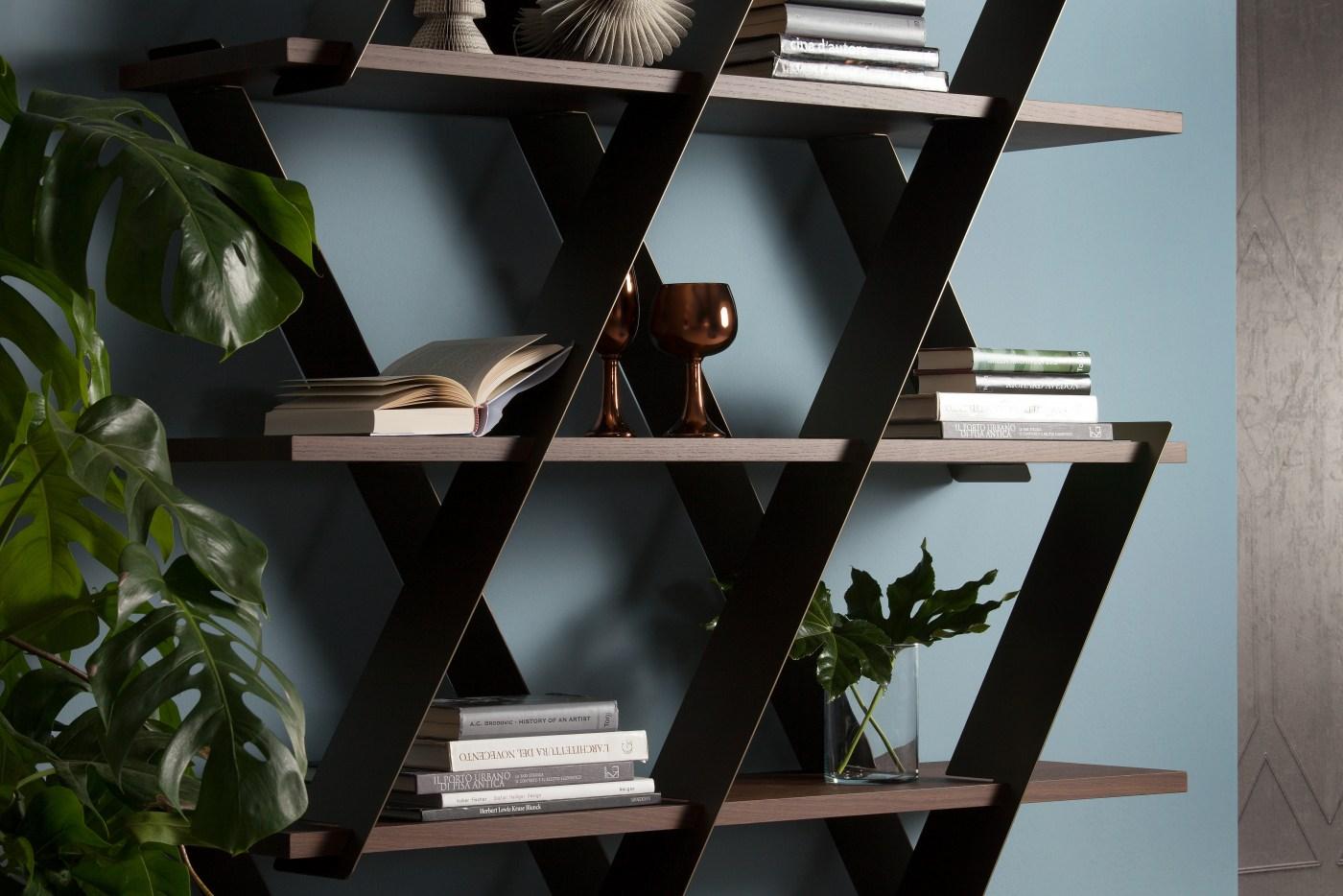 Open freestanding double-sided wooden bookcase | Castle by Tonin Casa