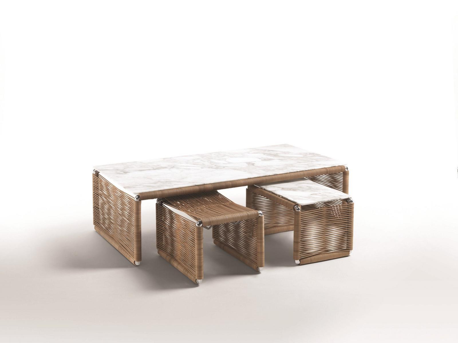 Low tanned leather stool | Tindari by Flexform