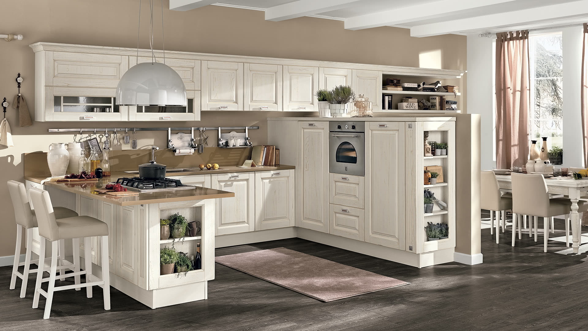 Wood kitchen without handles Lube Cucine Laura