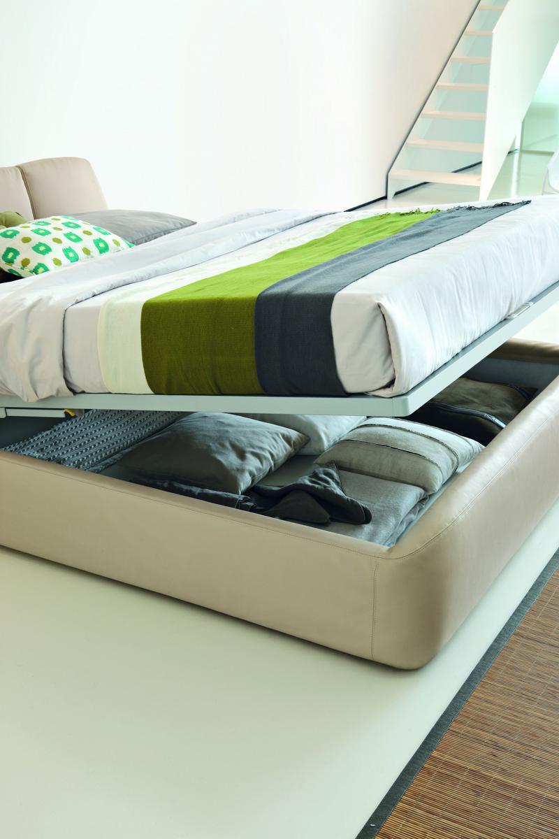 Upholstered leather storage bed | Tuny by Tonin Casa