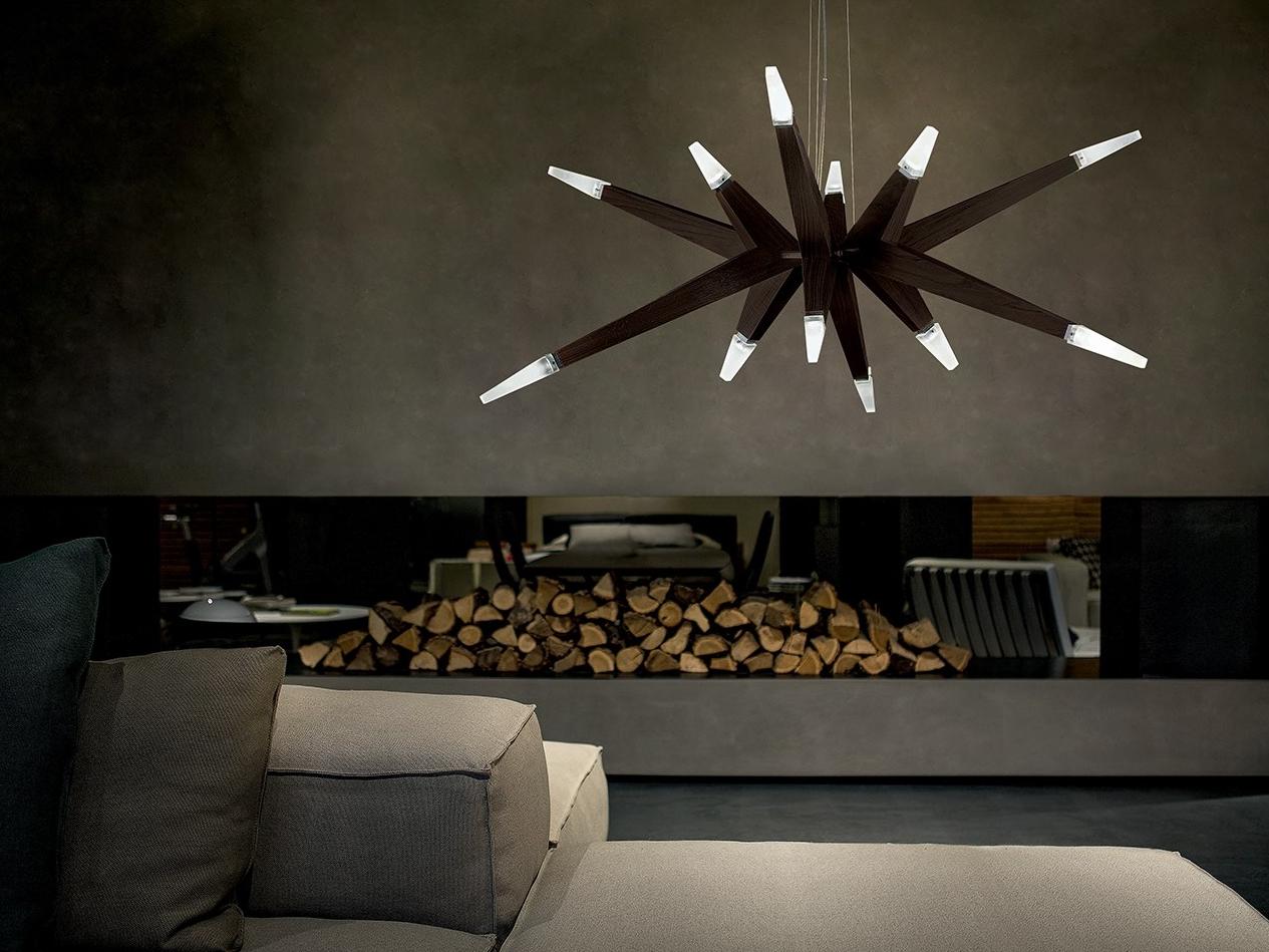 LED oak chandelier | Flashwood S12 140 by Masiero