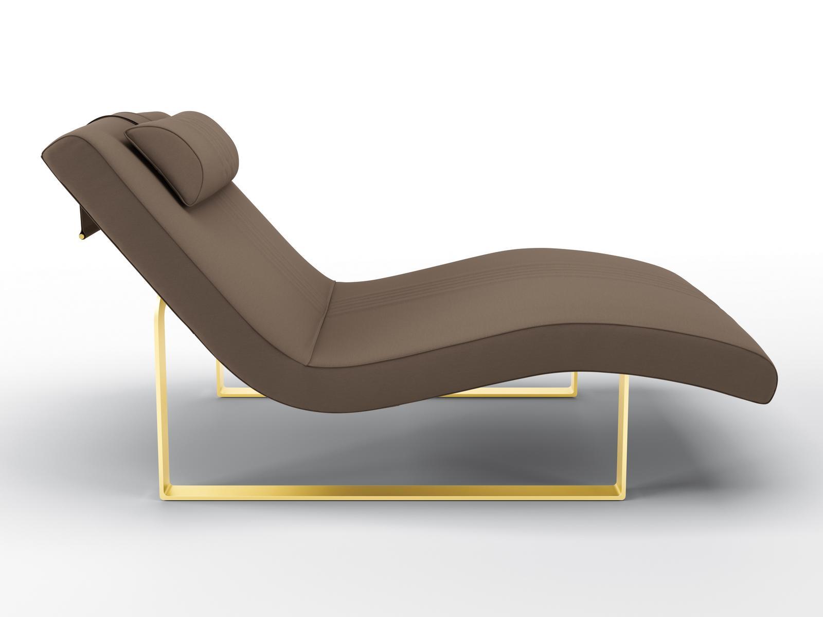 Upholstered leather Chaise longue | Gerrit by Bruno Zampa
