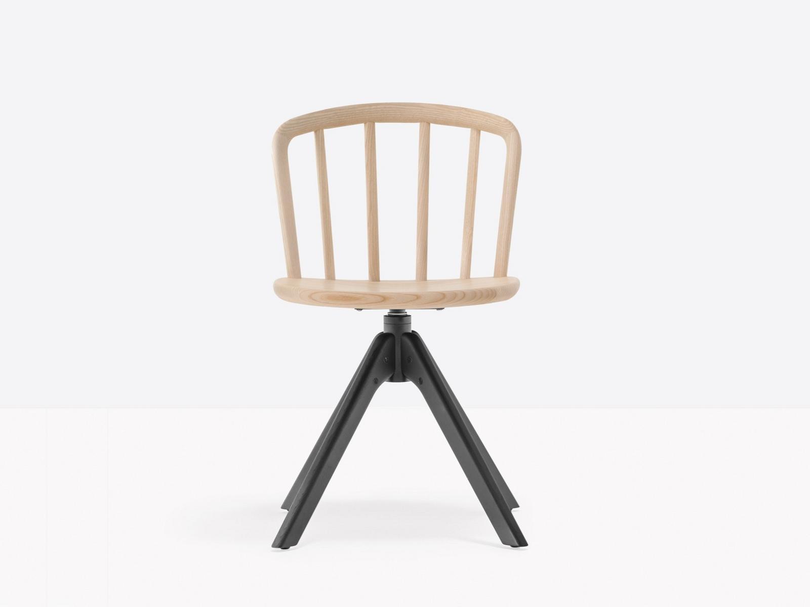 Swivel trestle-based ash chair | Nym 2840 by Pedrali