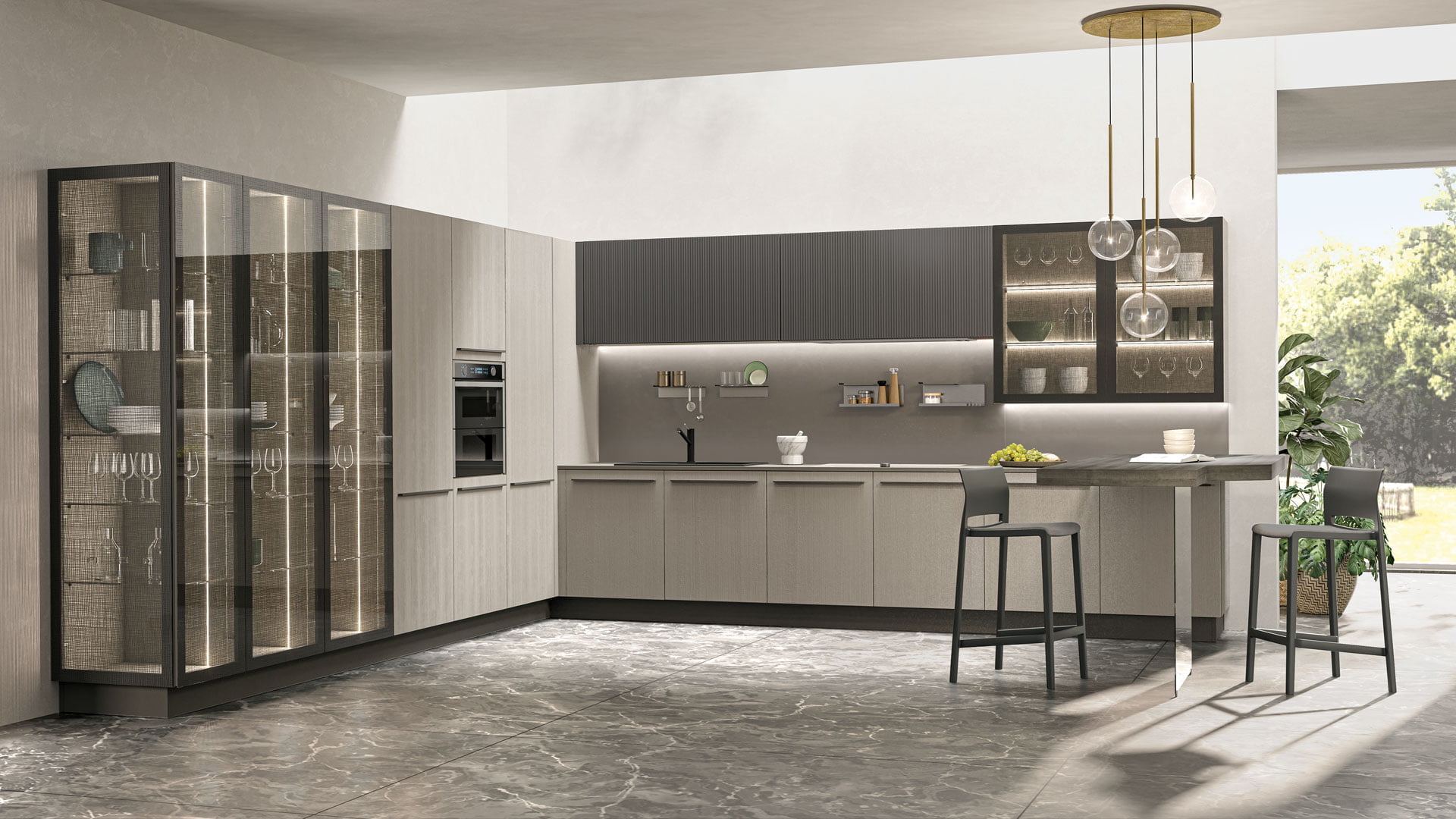 Pet kitchen without handles Lube Cucine Round