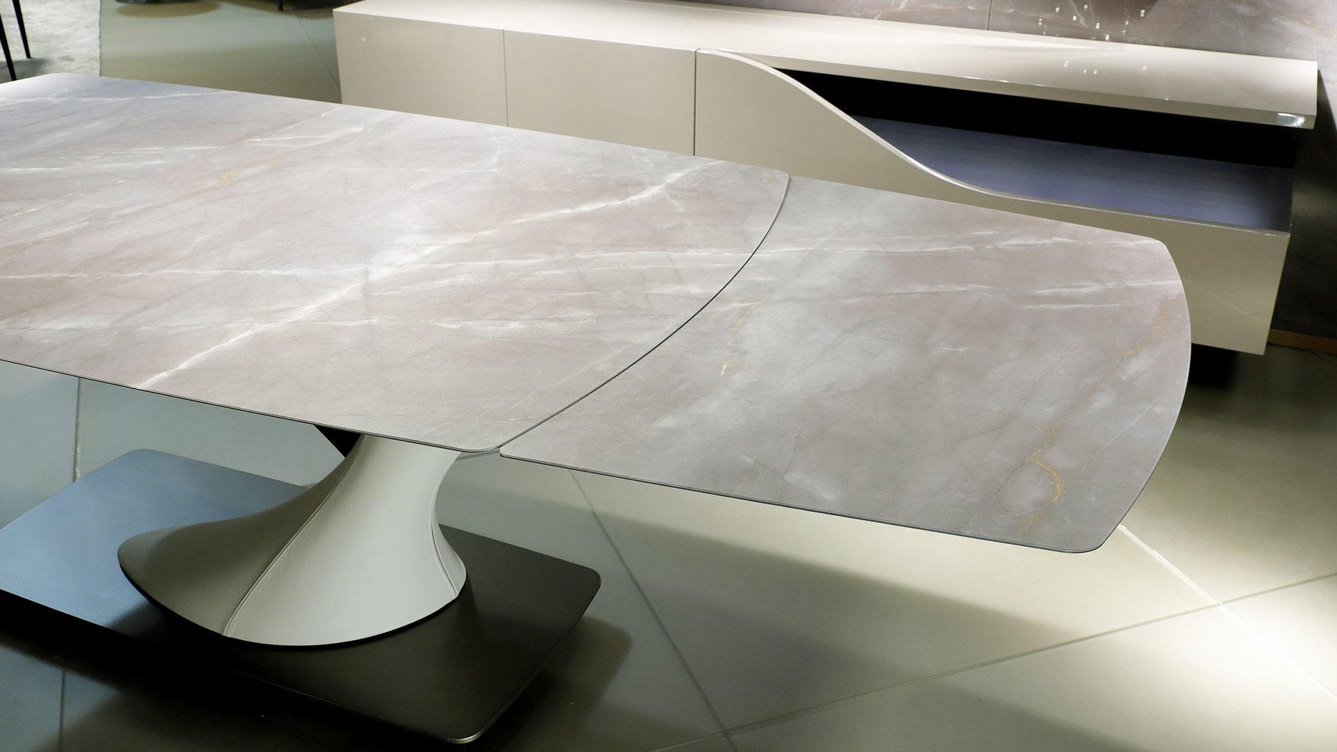 Extending rectangular Marble glass dining table | Archimede by Reflex