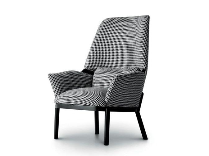Upholstered high-back fabric armchair with armrests | Serena by Arflex