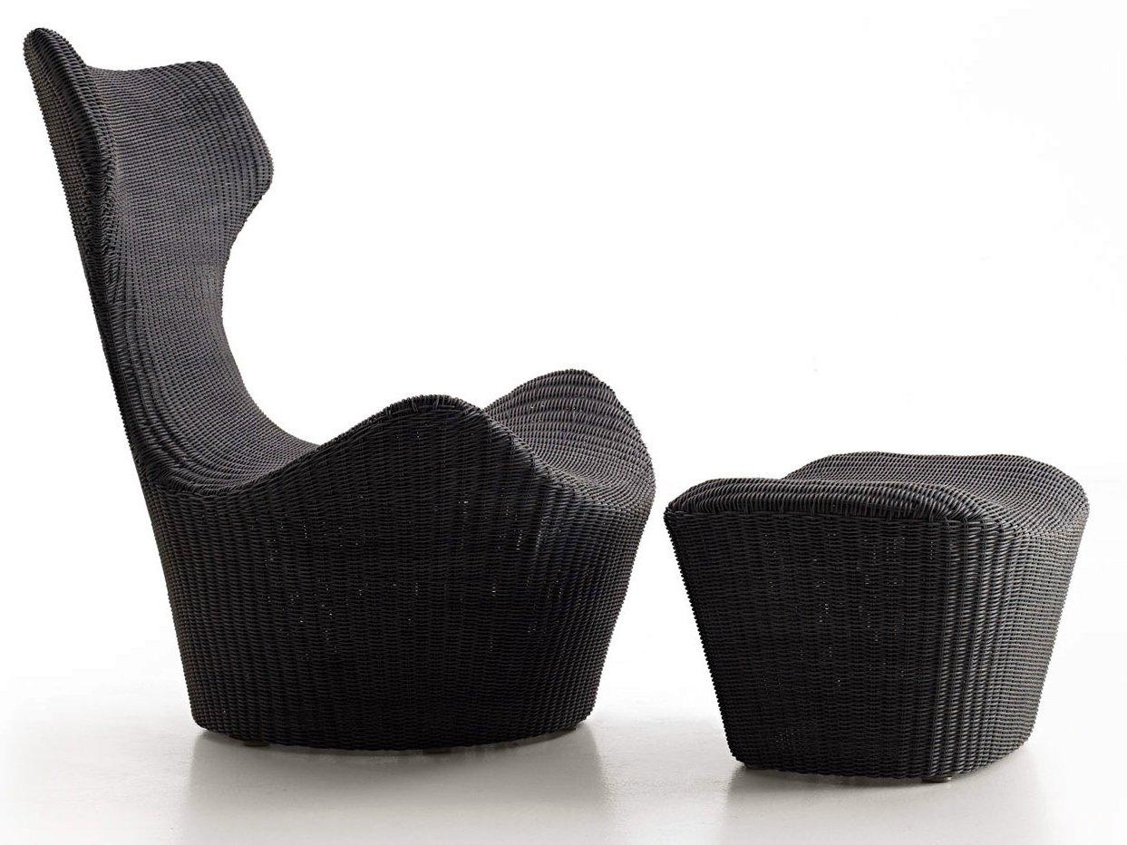 High-back polyethylene garden armchair with footstool | Grande Papilio by B&B Italia