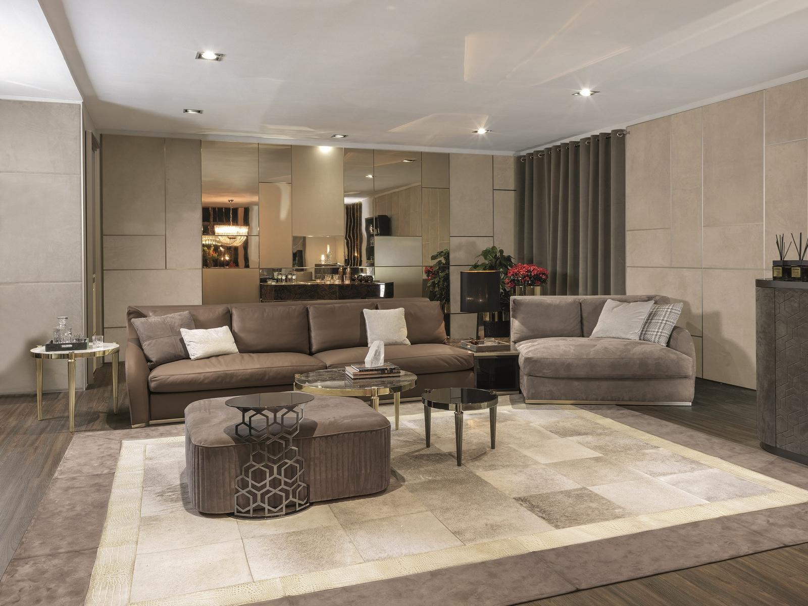 Corner leather sofa | Rey by Longhi