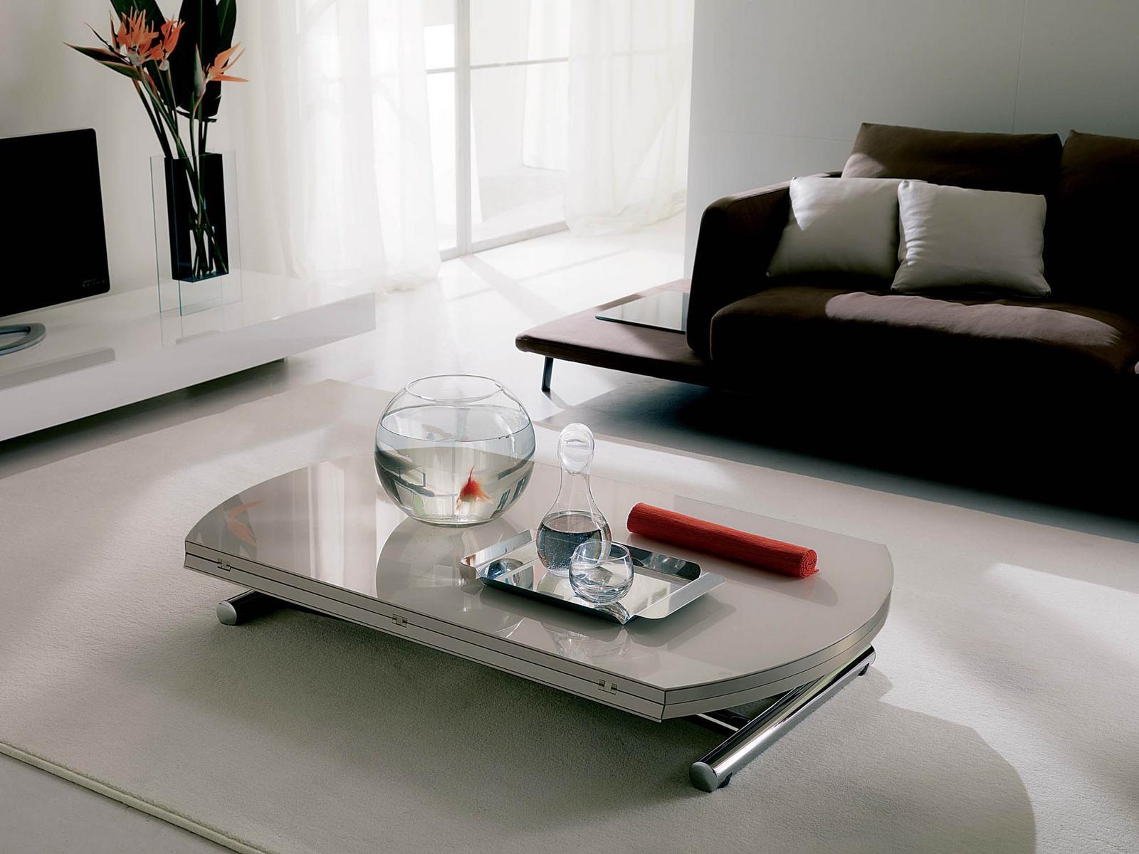 Height-adjustable crystal coffee table | Globe Cr by Ozzio Italia