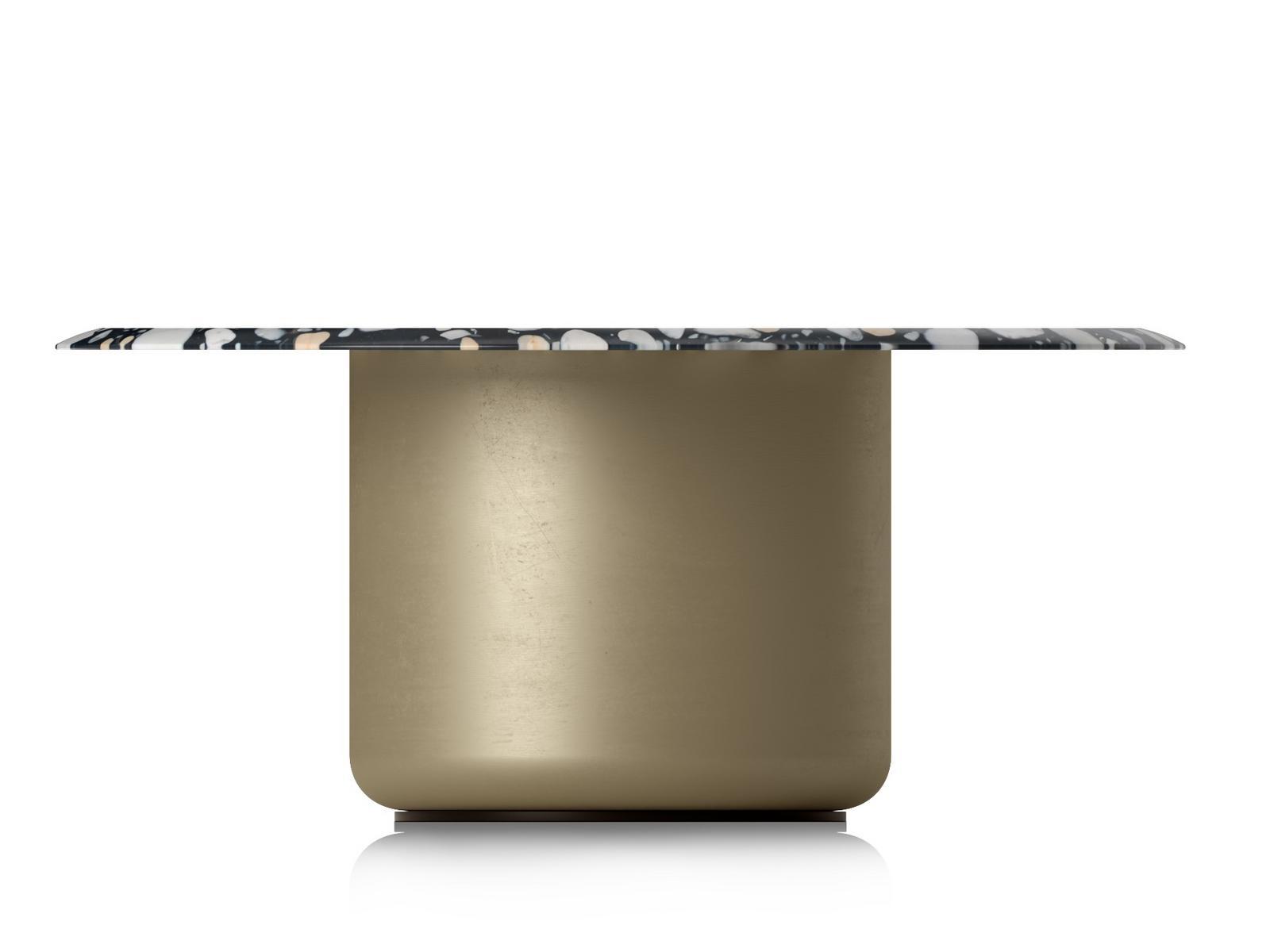 Round coffee table with powder coated steel base | Voyage by Natuzzi Italia