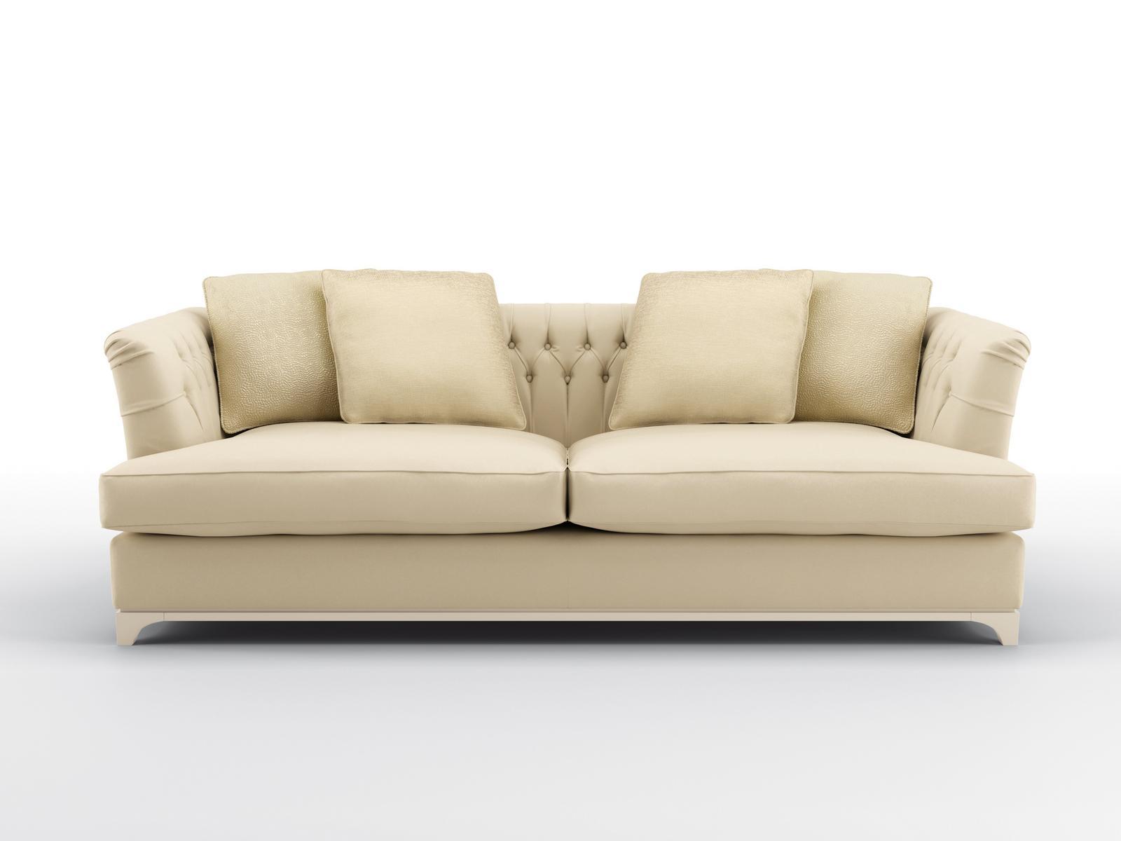 Tufted 3 seater leather sofa | Davis by Bruno Zampa