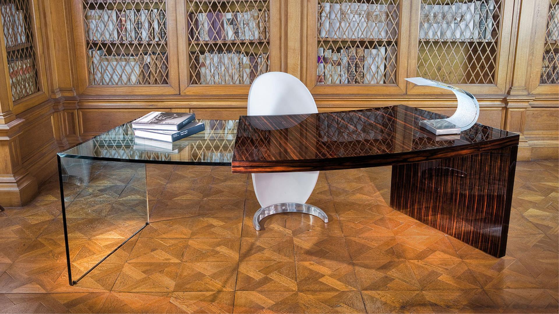 Wood and glass writing desk | Pegaso by Reflex