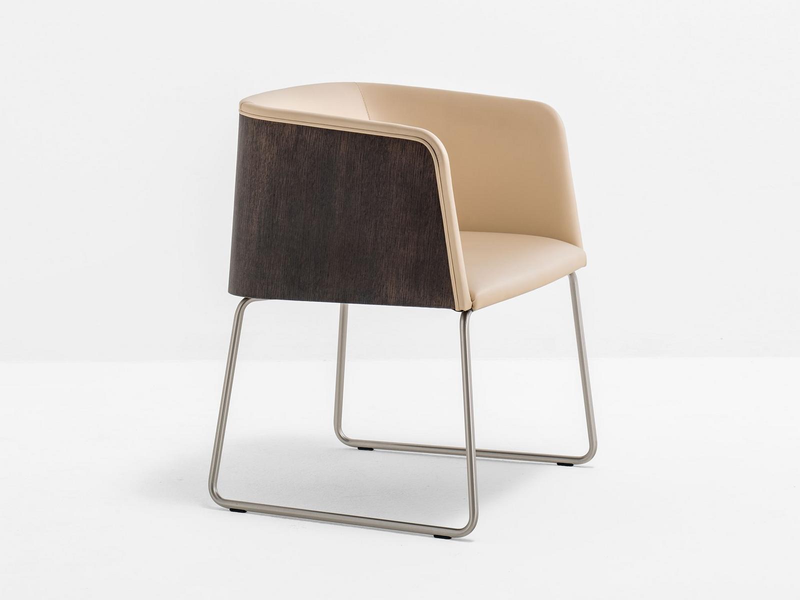 Sled base wooden easy chair | Allure 737 by Pedrali