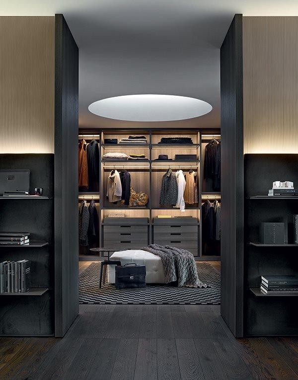 Sectional wooden walk-in wardrobe | Senzafine by Poliform