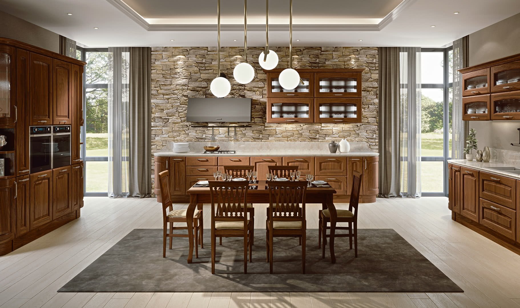 Veneer kitchen with handles Lube Cucine Veronica