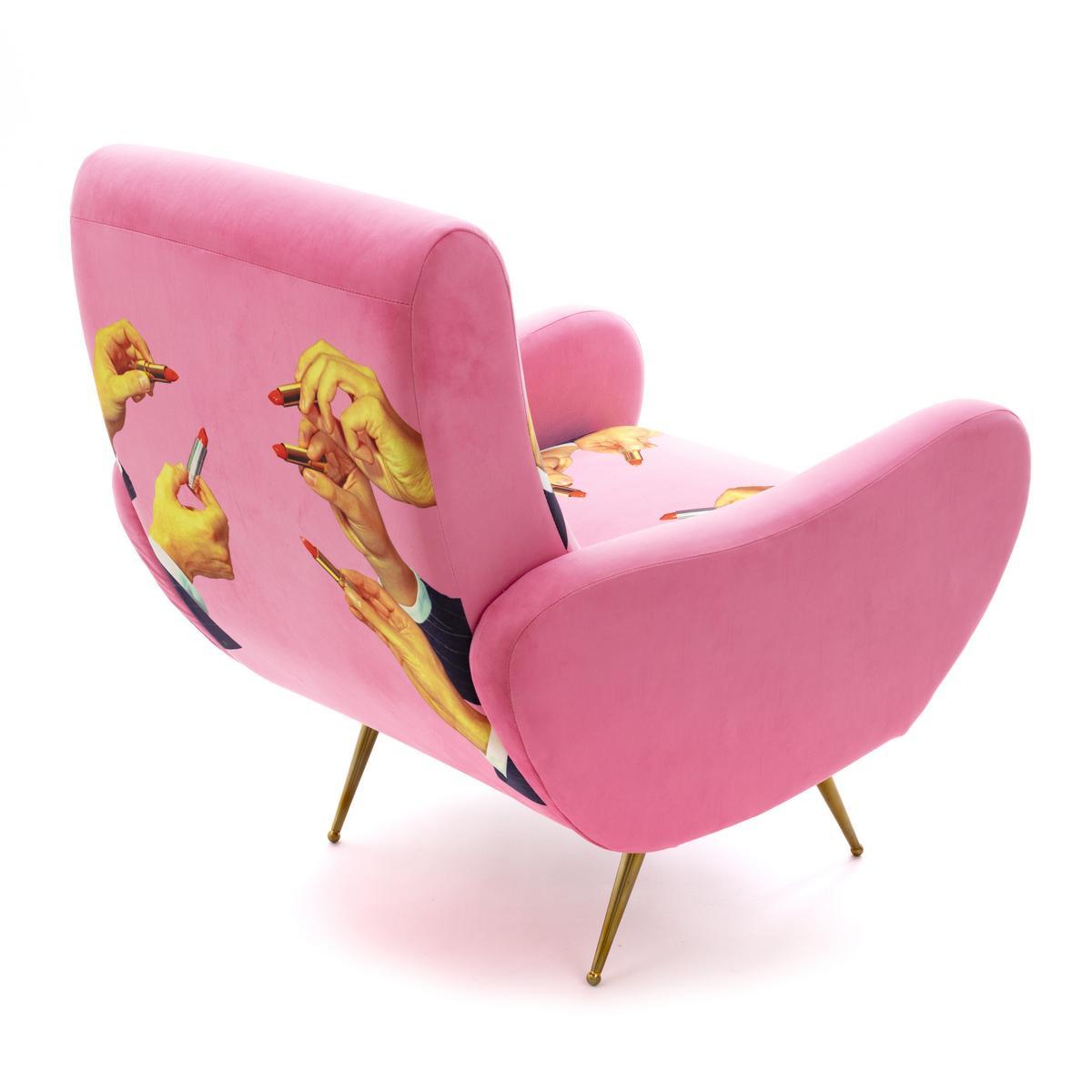 Fabric armchair with armrests | Lipstick Pink by Seletti