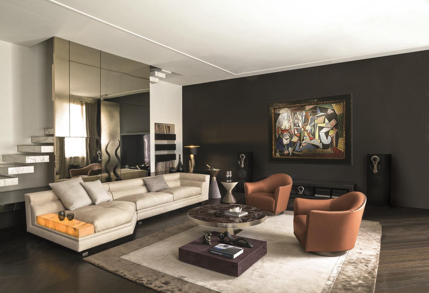 Corner fabric sofa | Ansel by Longhi