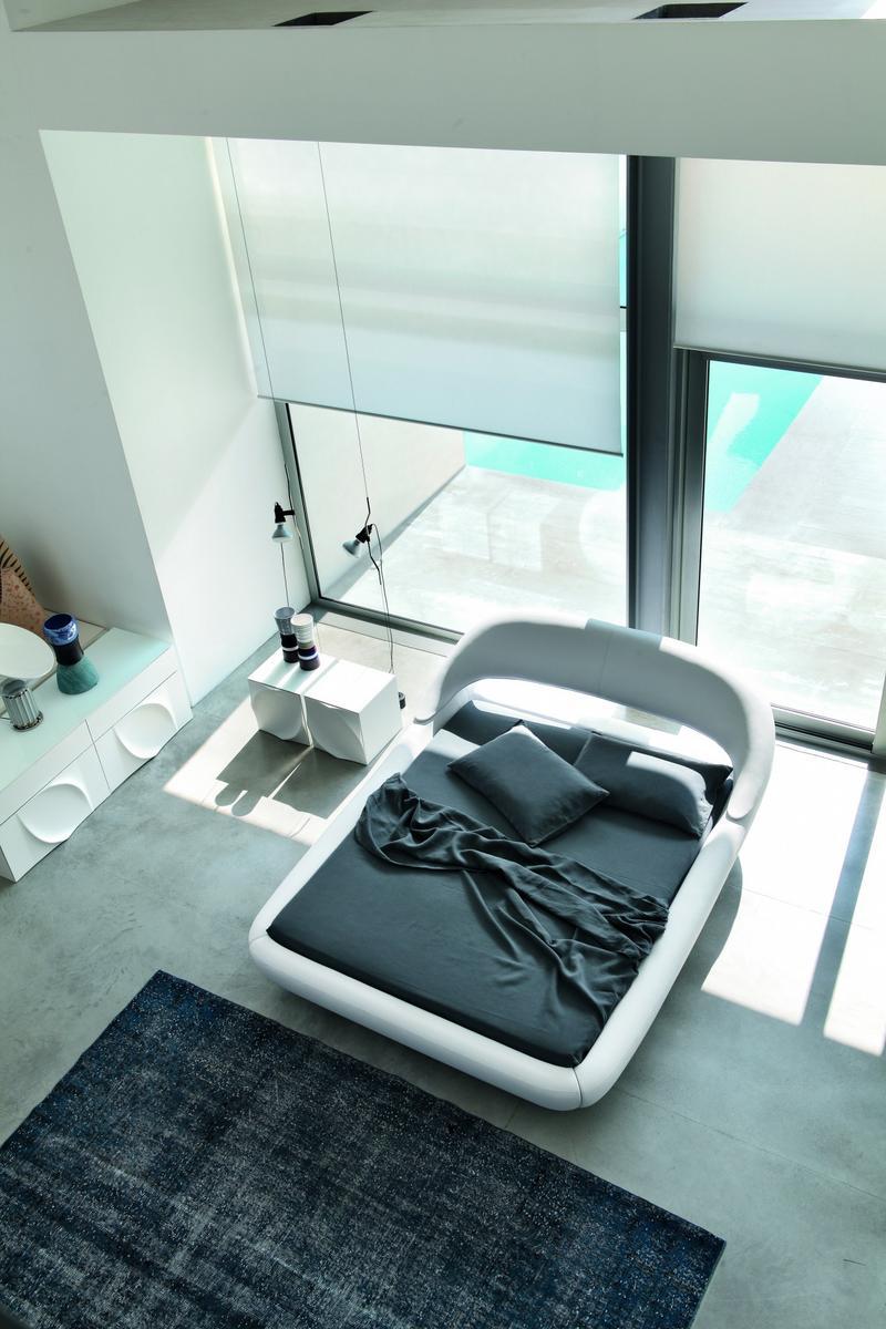 Upholstered leather double bed | Sleepy by Tonin Casa