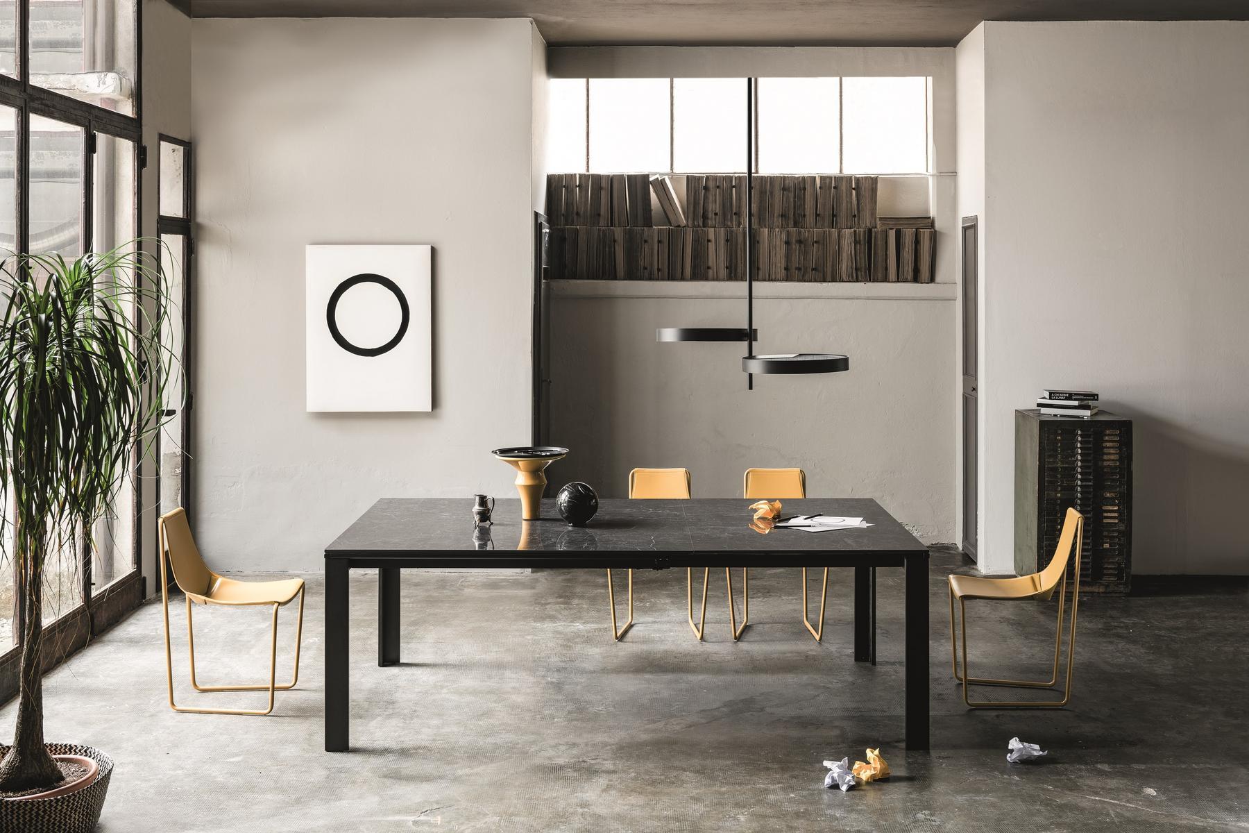 Extending square glass ceramic dining table | Marcopolo by Midj