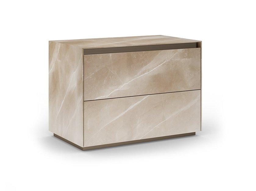 Rectangular glass bedside table with drawers | Monolite by Reflex